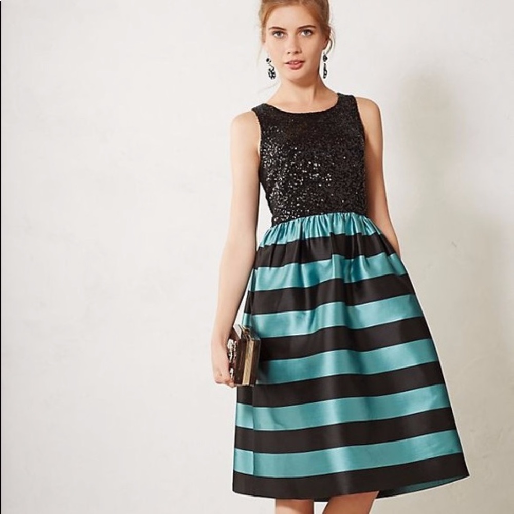 Leifsdottir Starlit Stripes Party Dress from Anthropologie